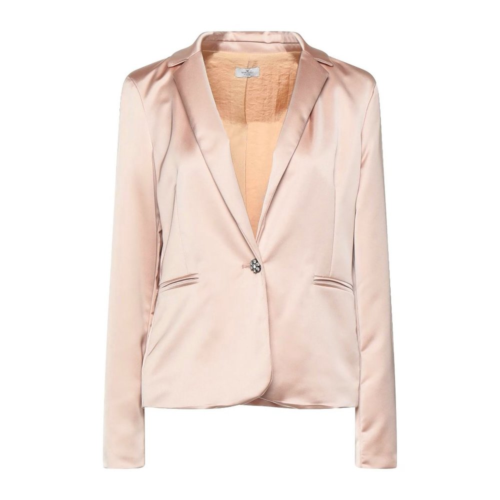 Women's Blush Satin Single-Button Blazer